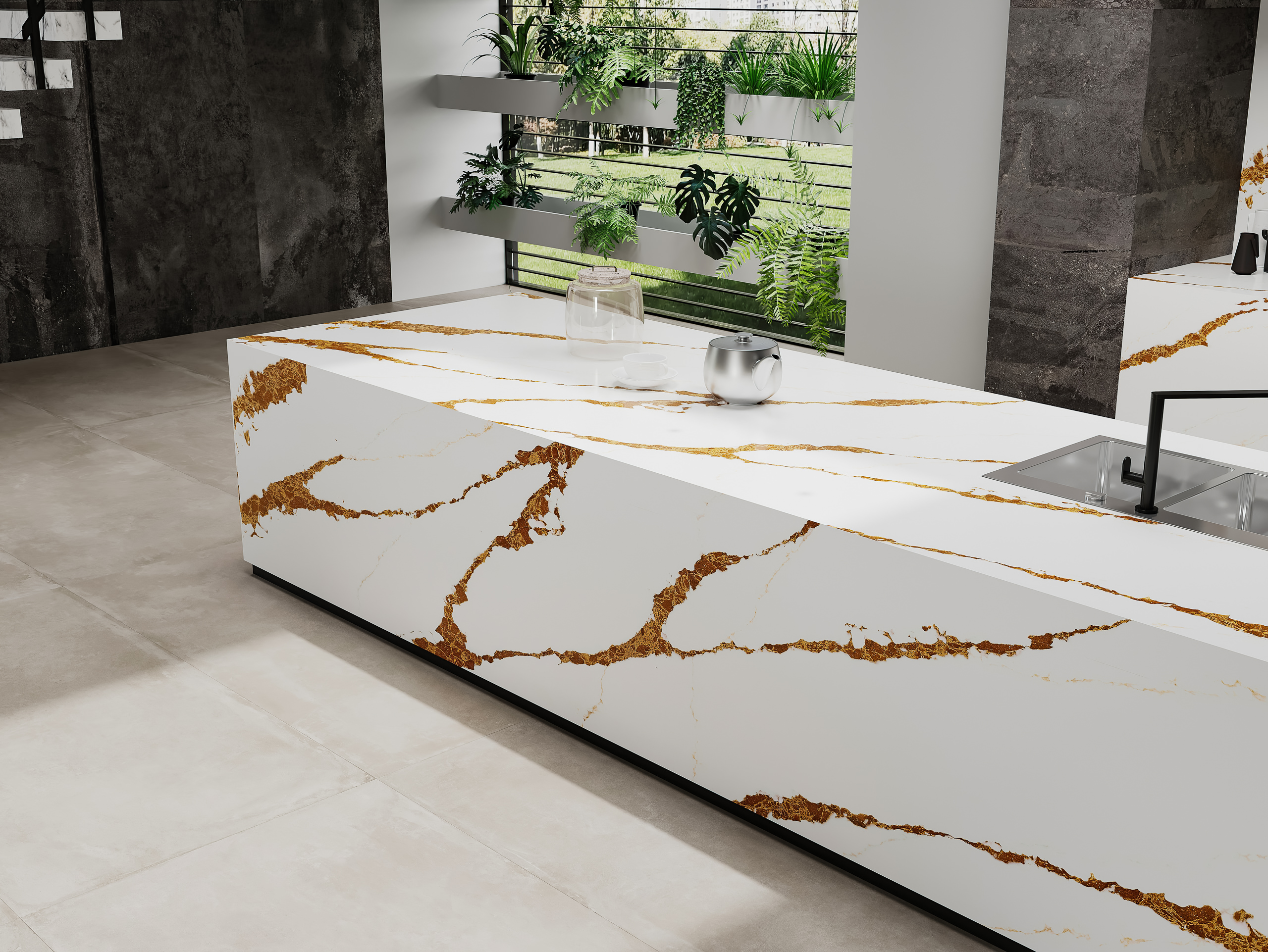 Glitter Lava kitchen london by Planet Marble